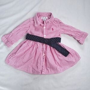 Ralph Lauren Baby Striped Button Up Belted Dress